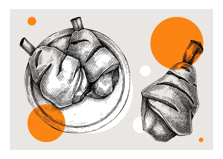 Ham hock trendy drawing. German food sketch. Oktoberfest menu design element. Hand drawn fast food illustration for Octoberfest. Traditional German cuisine meal sketch. Pork knuckle in engraved style